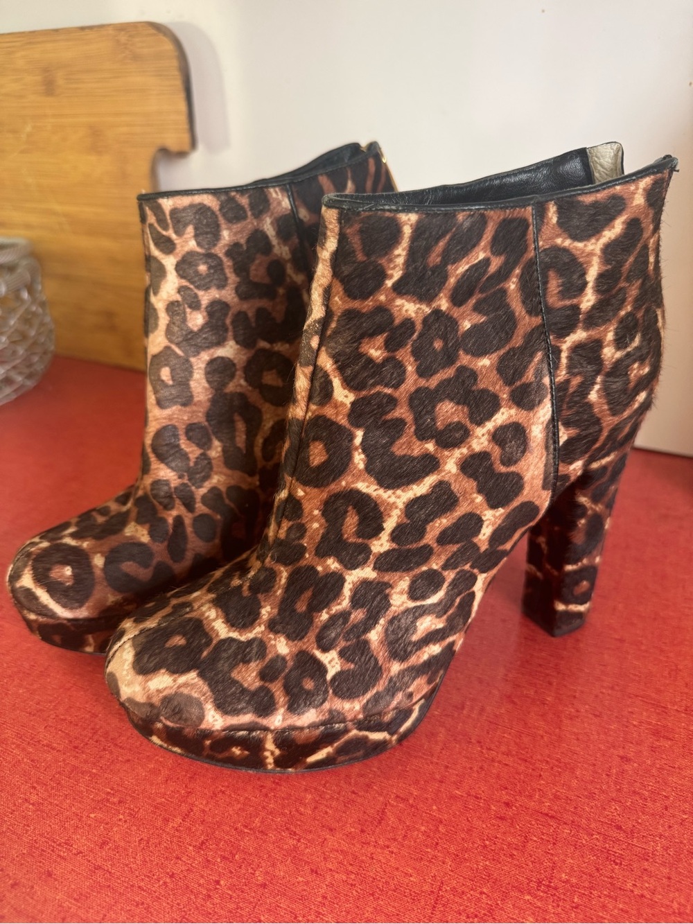 Michael Kors Leopard Print Platform Ankle Boots - Brown & Black